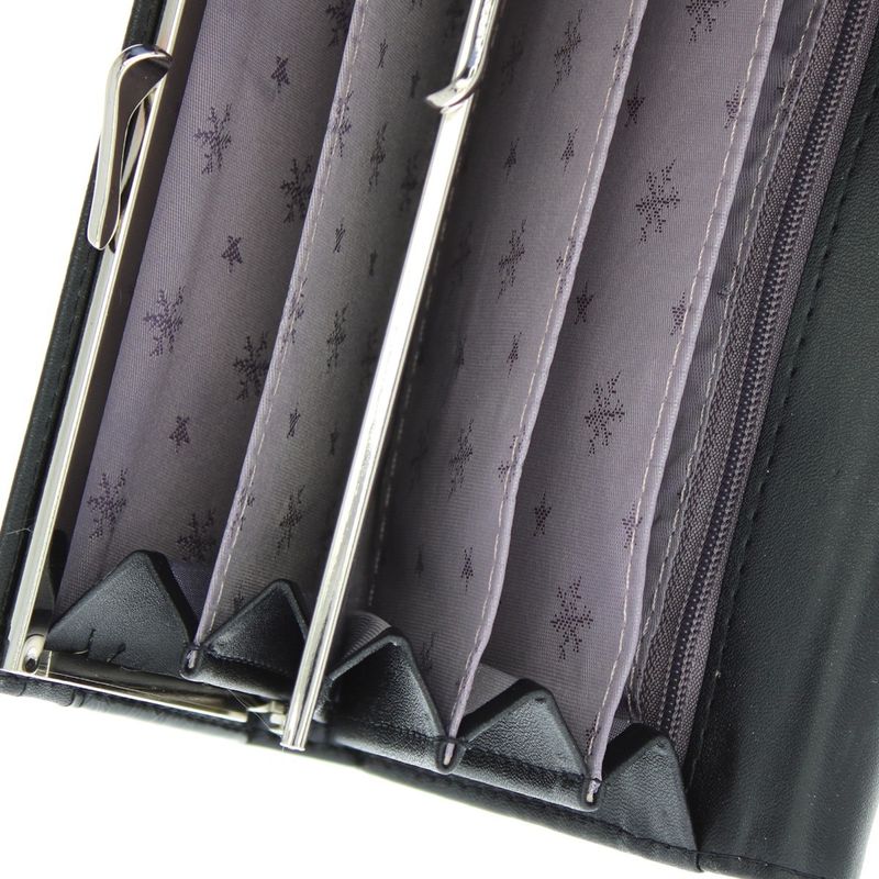 Fashion, accesorii si bijuterii - Femei - Accesorii femei - Portofele femei - Portofel de dama, din piele ecologica, Buticcochet, cu capse si detalii aurii, 19x9x3 cm, Negru - PR843 - Infinity.ro