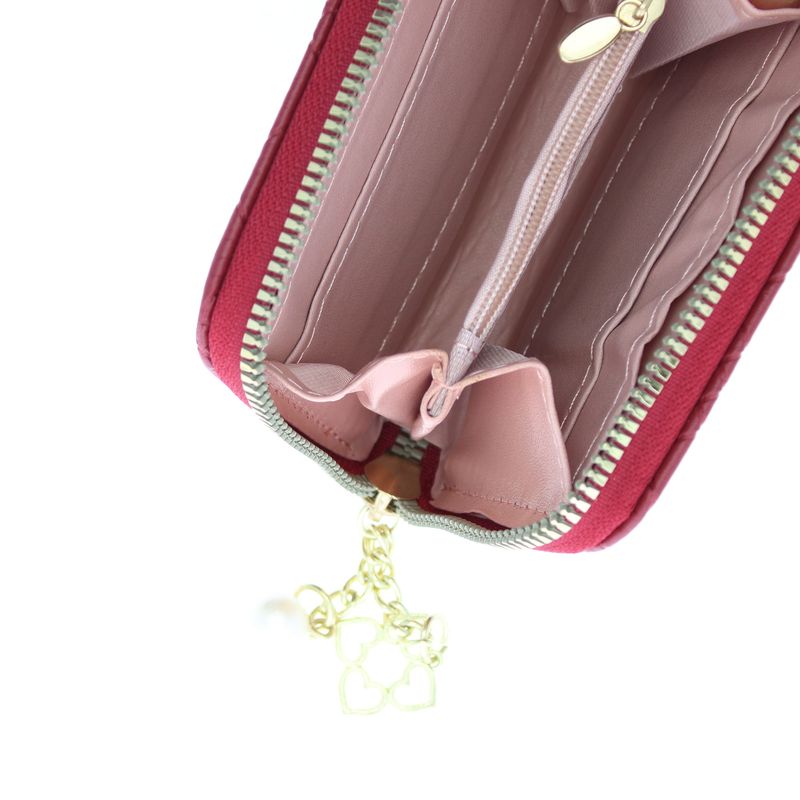 Fashion, accesorii si bijuterii - Femei - Accesorii femei - Portofele femei - Portofel de dama, din piele ecologica, Buticcochet, cu un fermoar si flori, 19x10x2 cm, Rosu - PR859 - Infinity.ro