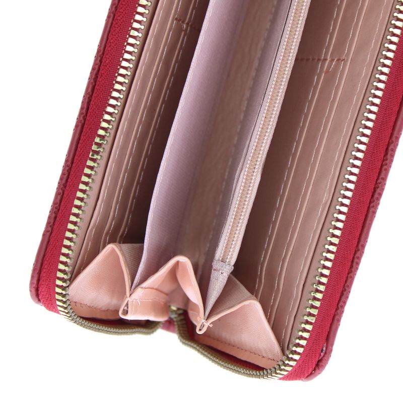 Fashion, accesorii si bijuterii - Femei - Accesorii femei - Portofele femei - Portofel de dama, din piele ecologica, Buticcochet, cu un fermoar si flori, 19x10x2 cm, Rosu - PR859 - Infinity.ro