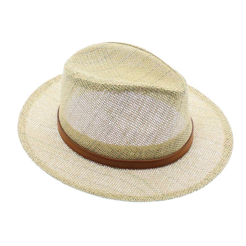 Fashion, accesorii si bijuterii - Barbati - Accesorii barbati - Caciuli si sepci barbati - Palarie de soare, barbati, ButicCochet, 100% paie de hartie, cu banda decorativa, Bej - PAL559 - Infinity.ro