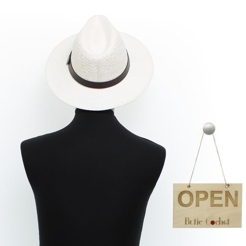 Fashion, accesorii si bijuterii - Barbati - Accesorii barbati - Caciuli si sepci barbati - Palarie de soare, barbati, din paie de hartie, cu banda decorativa maro, 60 cm, Alb - PAL1831 - Infinity.ro