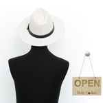 Fashion, accesorii si bijuterii - Barbati - Accesorii barbati - Caciuli si sepci barbati - Palarie de soare, barbati, din paie de hartie, cu banda decorativa neagra, 55 cm, Alb - PAL1832 - Infinity.ro