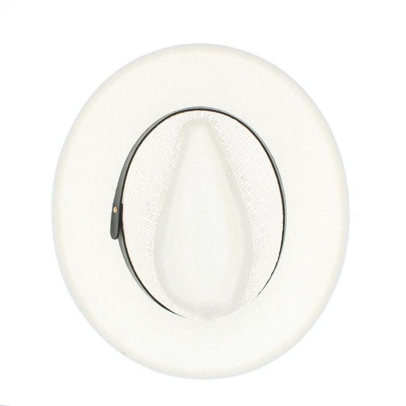 Fashion, accesorii si bijuterii - Barbati - Accesorii barbati - Caciuli si sepci barbati - Palarie de soare, barbati, din paie de hartie, cu banda decorativa neagra, 55 cm, Alb - PAL1832 - Infinity.ro