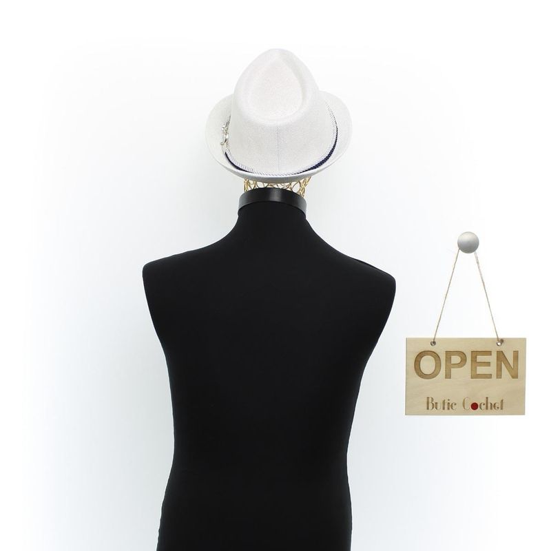Fashion, accesorii si bijuterii - Barbati - Accesorii barbati - Caciuli si sepci barbati - Palarie de soare, barbati, din paie de hartie, model cu ancora decorativa, 55 cm, Alb - PAL1791 - Infinity.ro