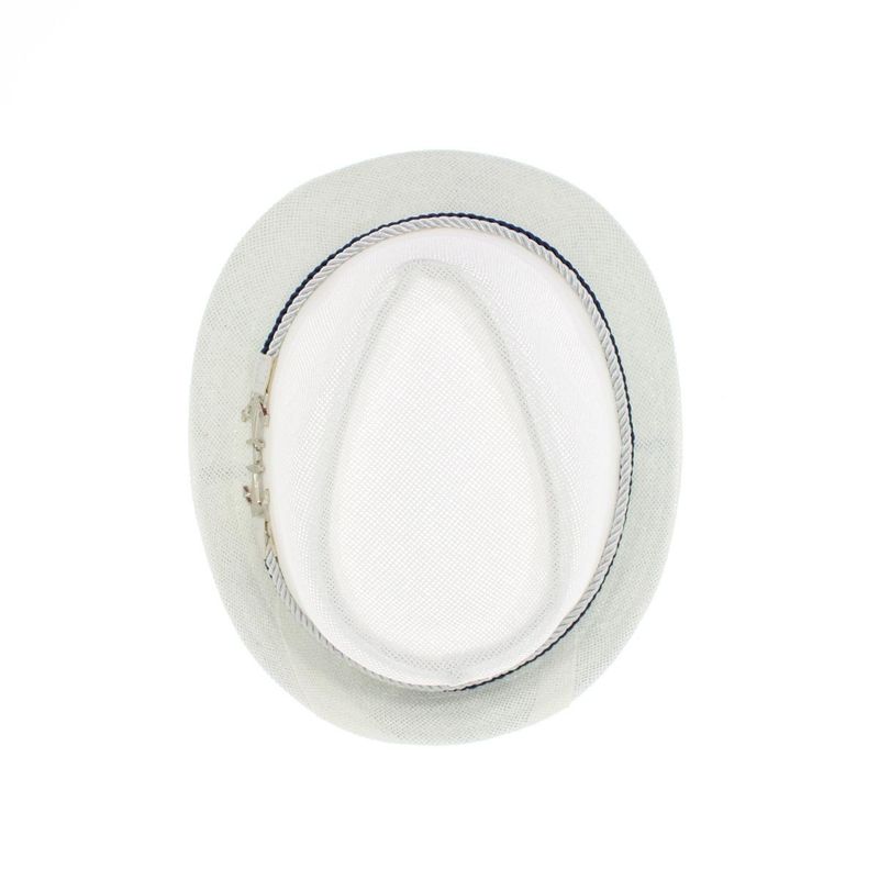 Fashion, accesorii si bijuterii - Barbati - Accesorii barbati - Caciuli si sepci barbati - Palarie de soare, barbati, din paie de hartie, model cu ancora decorativa, 55 cm, Alb - PAL1791 - Infinity.ro