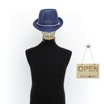 Fashion, accesorii si bijuterii - Barbati - Accesorii barbati - Caciuli si sepci barbati - Palarie de soare, barbati, din paie de hartie, model cu ancora decorativa, 59 cm, Bleumarin - PAL1548 - Infinity.ro