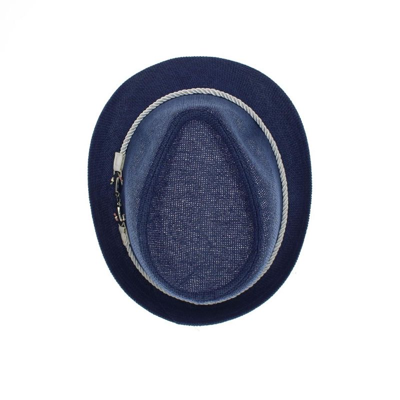 Fashion, accesorii si bijuterii - Barbati - Accesorii barbati - Caciuli si sepci barbati - Palarie de soare, barbati, din paie de hartie, model cu ancora decorativa, 59 cm, Bleumarin - PAL1548 - Infinity.ro
