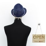 Fashion, accesorii si bijuterii - Barbati - Accesorii barbati - Caciuli si sepci barbati - Palarie de soare, barbati, din paie de hartie, model cu ancora decorativa, 59 cm, Bleumarin - PAL1548 - Infinity.ro