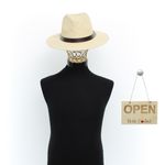 Fashion, accesorii si bijuterii - Barbati - Accesorii barbati - Caciuli si sepci barbati - Palarie de soare, barbati, din paie de hartie, cu banda decorativa maro, marime 57 cm, Bej - PAL1554 - Infinity.ro