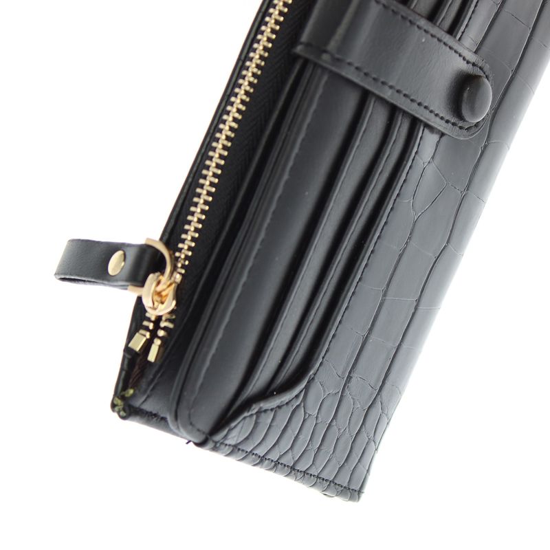 Fashion, accesorii si bijuterii - Femei - Accesorii femei - Portofele femei - Portofel de dama, din piele ecologica, Buticcochet, model aligator, 19x10x2 cm, Negru - PR799 - Infinity.ro