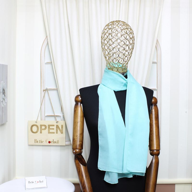 Fashion, accesorii si bijuterii - Femei - Accesorii femei - Esarfe si fulare femei - Esarfa, de dama, Buticcochet, din poliester, model uni, 50x150 cm, Bleu - ES1971 - Infinity.ro