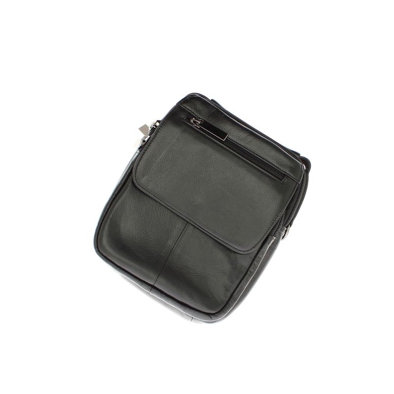 Fashion, accesorii si bijuterii - Barbati - Accesorii barbati - Genti si rucsacuri barbati - Geanta barbateasca, de umar, din piele naturala, ButicCochet, 16 x 19 x 8 cm, Negru - GNM26 - Infinity.ro