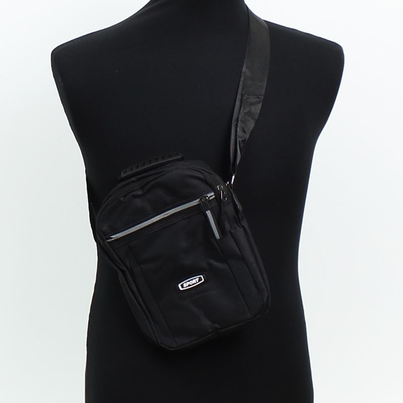 Fashion, accesorii si bijuterii - Barbati - Accesorii barbati - Genti si rucsacuri barbati - Geanta barbateasca, de umar / mana, din material sintetic, ButicCochet, 22 x 16 x 6 cm, 4 compartimente, Negru - GNM77 - Infinity.ro