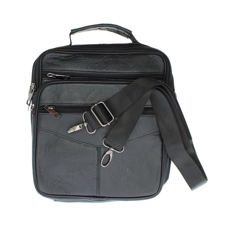 Fashion, accesorii si bijuterii - Barbati - Accesorii barbati - Genti si rucsacuri barbati - Geanta barbateasca, de umar, din piele naturala, ButicCochet, 21 x 25 x 7 cm, Negru - GNM31 - Infinity.ro
