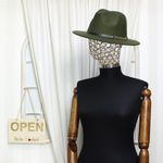 Fashion, accesorii si bijuterii - Femei - Accesorii femei - Caciuli si palarii femei - Palarie dama, ButicCochet, din 35% poliester 65% bumbac, one size, cu banda decorativa, kaki - PAL1211 - Infinity.ro
