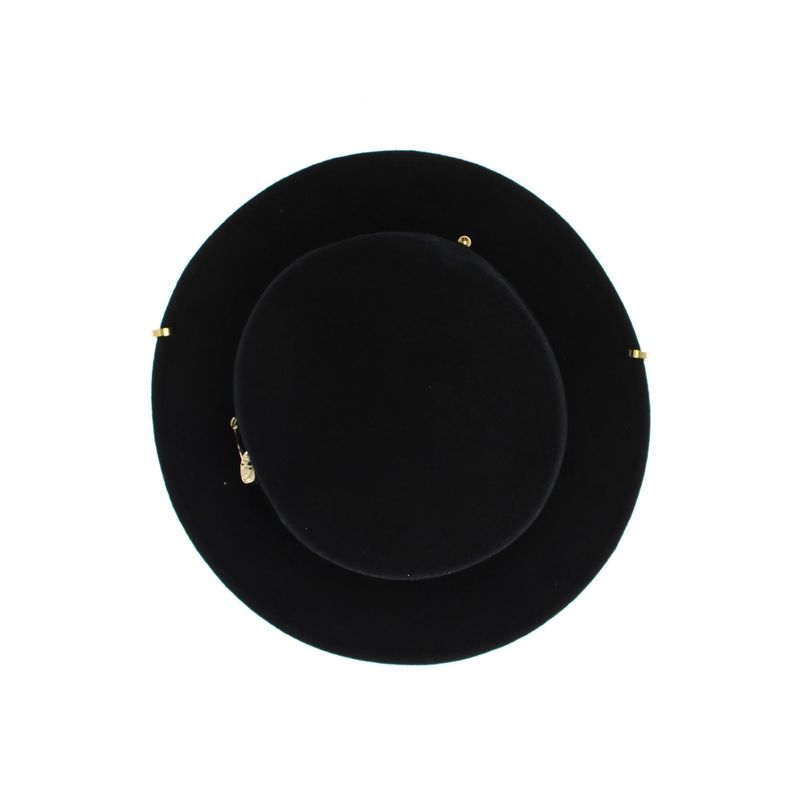 Fashion, accesorii si bijuterii - Femei - Accesorii femei - Caciuli si palarii femei - Palarie dama, ButicCochet, din material sintetic, one size, cu detalii metalice aurii, Negru - PAL1224 - Infinity.ro
