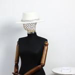Fashion, accesorii si bijuterii - Femei - Accesorii femei - Caciuli si palarii femei - Palarie dama, ButicCochet, din material sintetic, one size, cu lant decorativ, Alb - PAL1226 - Infinity.ro