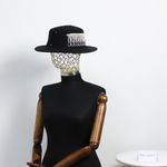 Fashion, accesorii si bijuterii - Femei - Accesorii femei - Caciuli si palarii femei - Palarie dama, ButicCochet, din lana, one size, cu bilute decorative, Negru - PAL1221 - Infinity.ro