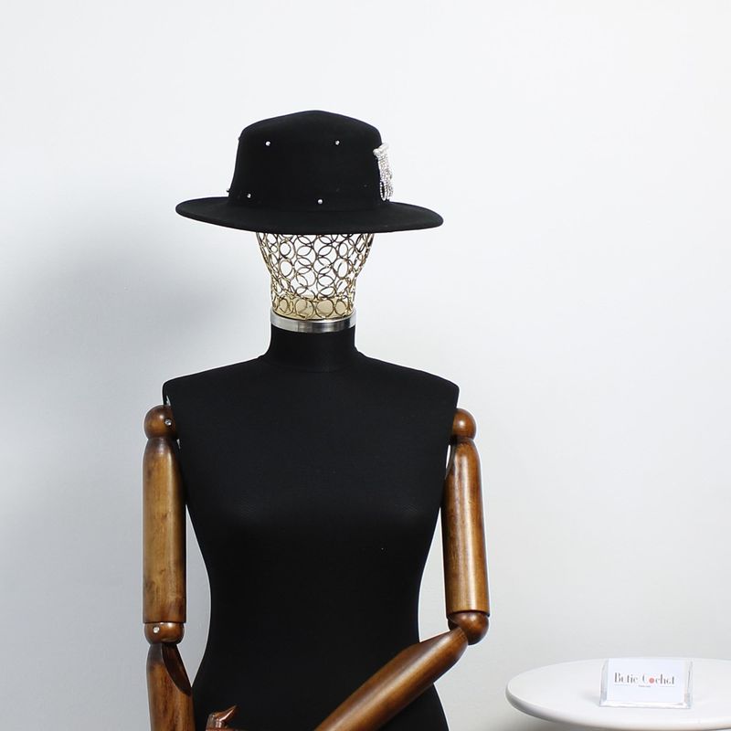 Fashion, accesorii si bijuterii - Femei - Accesorii femei - Caciuli si palarii femei - Palarie dama, ButicCochet, din lana, one size, cu bilute decorative, Negru - PAL1221 - Infinity.ro