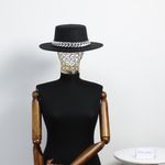 Fashion, accesorii si bijuterii - Femei - Accesorii femei - Caciuli si palarii femei - Palarie dama, ButicCochet, din material sintetic, one size, cu lant decorativ, Negru - PAL1225 - Infinity.ro