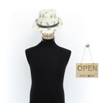 Fashion, accesorii si bijuterii - Barbati - Accesorii barbati - Caciuli si sepci barbati - Palarie de soare, barbati, din paie de hartie, cu banda decorativa gri, imprimeu cu palmieri, 59 cm, Crem - PAL1541 - Infinity.ro