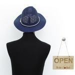 Fashion, accesorii si bijuterii - Barbati - Accesorii barbati - Caciuli si sepci barbati - Palarie de soare, barbati, din paie de hartie, cu banda decorativa, marime 58 cm, Bleumarin - PAL1551 - Infinity.ro