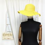 Fashion, accesorii si bijuterii - Femei - Accesorii femei - Caciuli si palarii femei - Palarie de soare, dama, Anoul, din paie de hartie, one size, bor mare, cu snur decorativ, Galben - PAL1245 - Infinity.ro