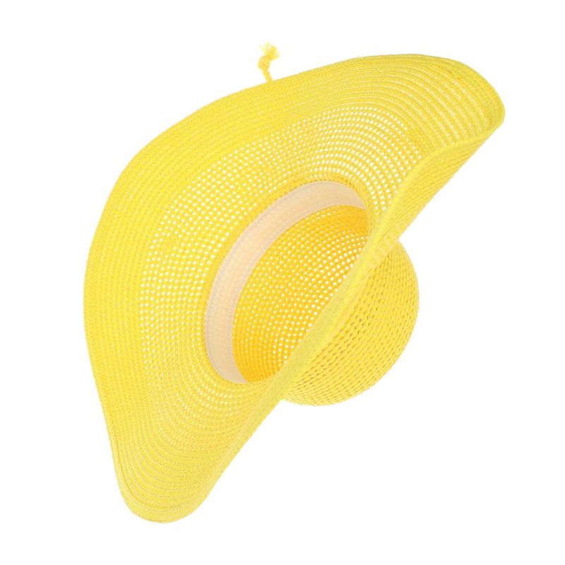 Fashion, accesorii si bijuterii - Femei - Accesorii femei - Caciuli si palarii femei - Palarie de soare, dama, Anoul, din paie de hartie, one size, bor mare, cu snur decorativ, Galben - PAL1245 - Infinity.ro