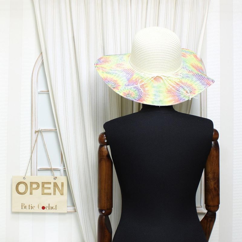 Fashion, accesorii si bijuterii - Femei - Accesorii femei - Caciuli si palarii femei - Palarie de soare, dama, Anoul, din paie de hartie, one size, bor mare, Multicolor - PAL1238 - Infinity.ro