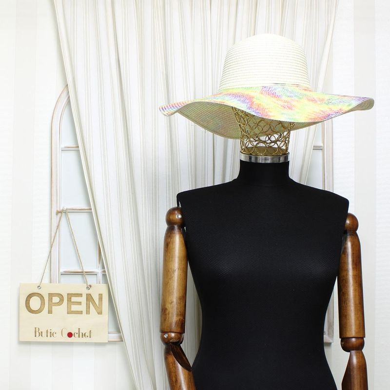 Fashion, accesorii si bijuterii - Femei - Accesorii femei - Caciuli si palarii femei - Palarie de soare, dama, Anoul, din paie de hartie, one size, bor mare, Multicolor - PAL1238 - Infinity.ro