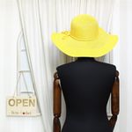 Fashion, accesorii si bijuterii - Femei - Accesorii femei - Caciuli si palarii femei - Palarie de soare, dama, Anoul, din paie de hartie, one size, bor mare, cu snur decorativ, Galben - PAL1245 - Infinity.ro