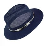Fashion, accesorii si bijuterii - Barbati - Accesorii barbati - Caciuli si sepci barbati - Palarie de soare, barbati, din paie de hartie, cu banda decorativa, marime 58 cm, Bleumarin - PAL1551 - Infinity.ro