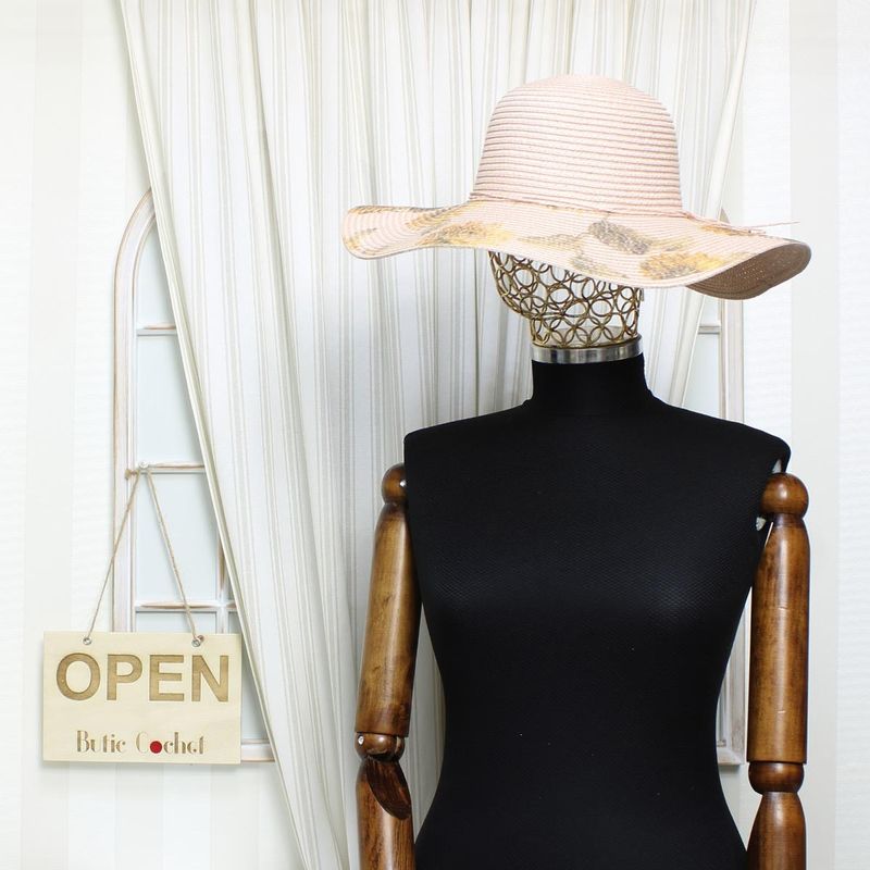 Fashion, accesorii si bijuterii - Femei - Accesorii femei - Caciuli si palarii femei - Palarie de soare, dama, Anoul, din paie de hartie, one size, bor mare, Roz - PAL1240 - Infinity.ro