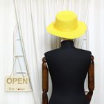 Fashion, accesorii si bijuterii - Femei - Accesorii femei - Caciuli si palarii femei - Palarie de soare, dama, Anoul, din paie de hartie, one size, bor mic, cu banda decorativa, Galben - PAL1249 - Infinity.ro