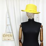 Fashion, accesorii si bijuterii - Femei - Accesorii femei - Caciuli si palarii femei - Palarie de soare, dama, Anoul, din paie de hartie, one size, bor mic, cu banda decorativa, Galben - PAL1249 - Infinity.ro