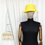 Fashion, accesorii si bijuterii - Femei - Accesorii femei - Caciuli si palarii femei - Palarie de soare, dama, Anoul, din paie de hartie, one size, bor mic, cu banda decorativa, Galben - PAL1249 - Infinity.ro