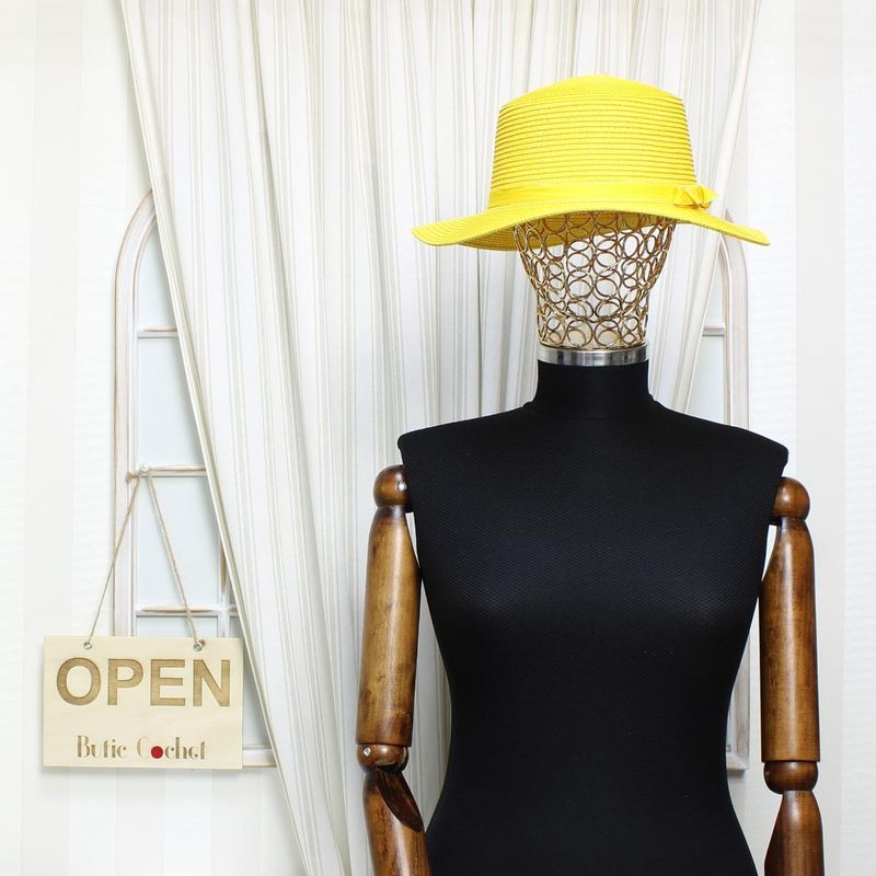 Fashion, accesorii si bijuterii - Femei - Accesorii femei - Caciuli si palarii femei - Palarie de soare, dama, Anoul, din paie de hartie, one size, bor mic, cu banda decorativa, Galben - PAL1249 - Infinity.ro