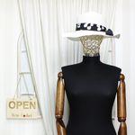 Fashion, accesorii si bijuterii - Femei - Accesorii femei - Caciuli si palarii femei - Palarie de soare, dama, Anoul, din paie de hartie, one size, bor mic, cu banda decorativa textila, Alb - PAL1235 - Infinity.ro