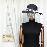 Fashion, accesorii si bijuterii - Femei - Accesorii femei - Caciuli si palarii femei - Palarie de soare, dama, Anoul, din paie de hartie, one size, bor mic, cu banda decorativa textila, Negru - PAL1234 - Infinity.ro