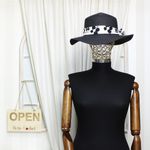 Fashion, accesorii si bijuterii - Femei - Accesorii femei - Caciuli si palarii femei - Palarie de soare, dama, Anoul, din paie de hartie, one size, bor mic, cu banda decorativa textila, Negru - PAL1234 - Infinity.ro