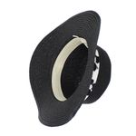 Fashion, accesorii si bijuterii - Femei - Accesorii femei - Caciuli si palarii femei - Palarie de soare, dama, Anoul, din paie de hartie, one size, bor mic, cu banda decorativa textila, Negru - PAL1234 - Infinity.ro