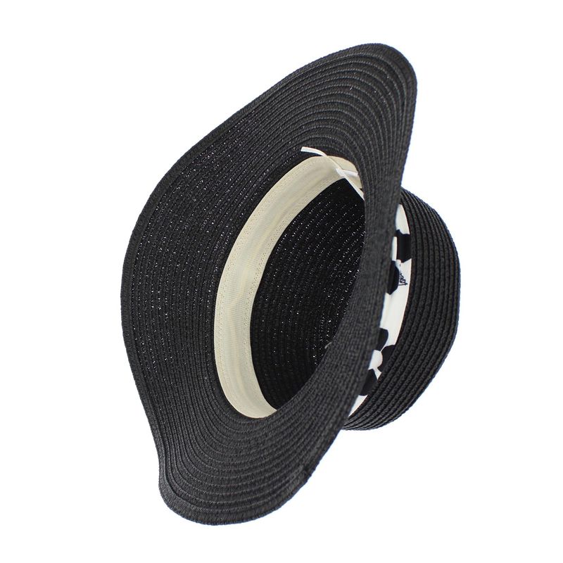 Fashion, accesorii si bijuterii - Femei - Accesorii femei - Caciuli si palarii femei - Palarie de soare, dama, Anoul, din paie de hartie, one size, bor mic, cu banda decorativa textila, Negru - PAL1234 - Infinity.ro