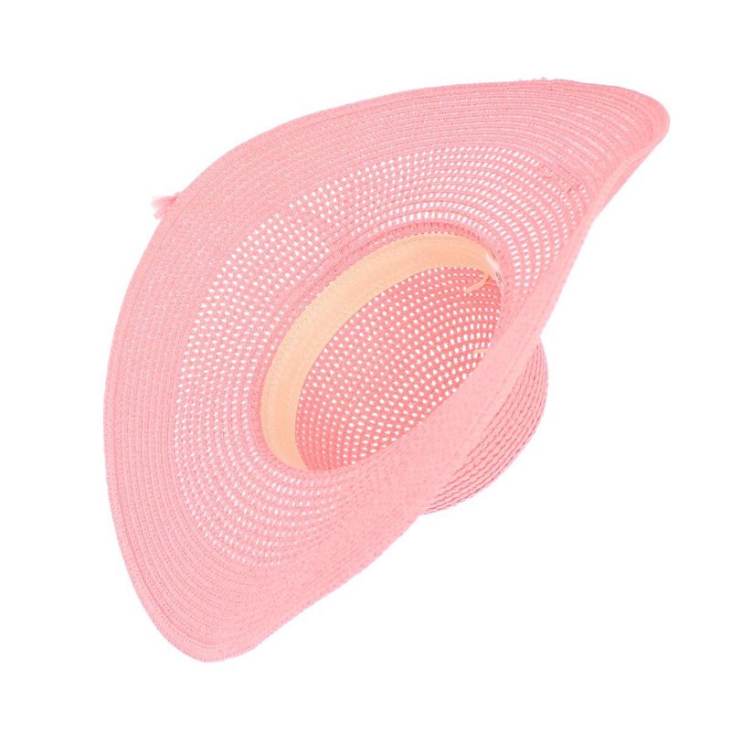 Fashion, accesorii si bijuterii - Femei - Accesorii femei - Caciuli si palarii femei - Palarie de soare, dama, Anoul, din paie de hartie, one size, bor mare, cu snur decorativ, Roz - PAL1243 - Infinity.ro