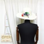 Fashion, accesorii si bijuterii - Femei - Accesorii femei - Caciuli si palarii femei - Palarie de soare, dama, Anoul, din paie de hartie, one size, model cu flori artificiale, Crem - PAL1154 - Infinity.ro