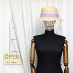 Fashion, accesorii si bijuterii - Femei - Accesorii femei - Caciuli si palarii femei - Palarie de soare, dama, Anoul, din paie, one size, bor mic, cu banda decorativa textila, Mov - PAL1231 - Infinity.ro