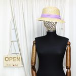 Fashion, accesorii si bijuterii - Femei - Accesorii femei - Caciuli si palarii femei - Palarie de soare, dama, Anoul, din paie, one size, bor mic, cu banda decorativa textila, Mov - PAL1231 - Infinity.ro