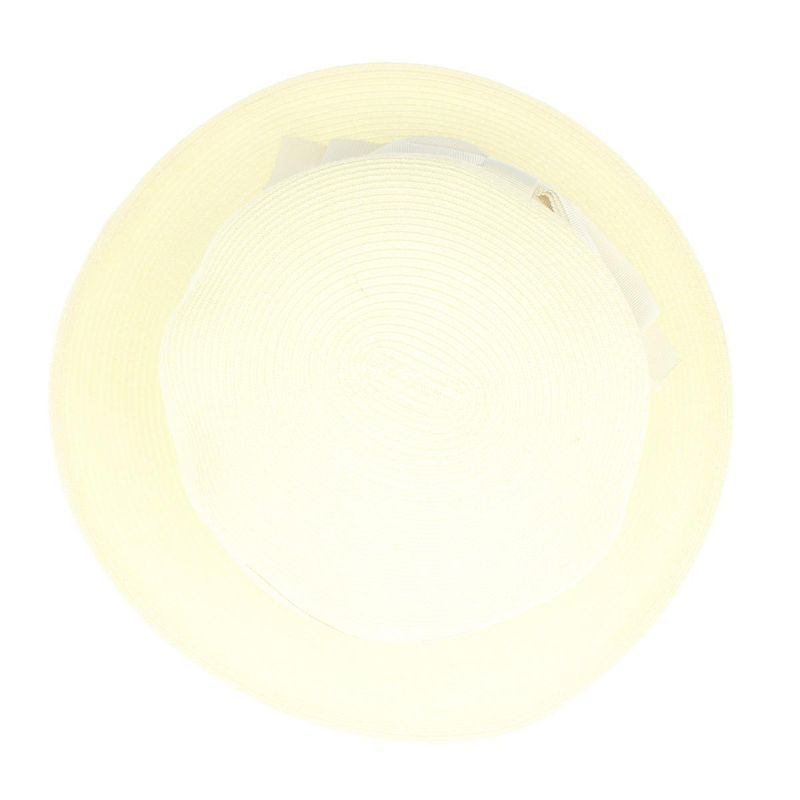 Fashion, accesorii si bijuterii - Femei - Accesorii femei - Caciuli si palarii femei - Palarie de soare, dama, Buticcochet, din paie de hartie, one size, bor mic, cu fundita textila, Crem - PAL1267 - Infinity.ro