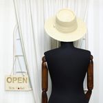Fashion, accesorii si bijuterii - Femei - Accesorii femei - Caciuli si palarii femei - Palarie de soare, dama, Buticcochet, din paie de hartie, one size, cu banda textila decorativa, Bej - PAL1259 - Infinity.ro