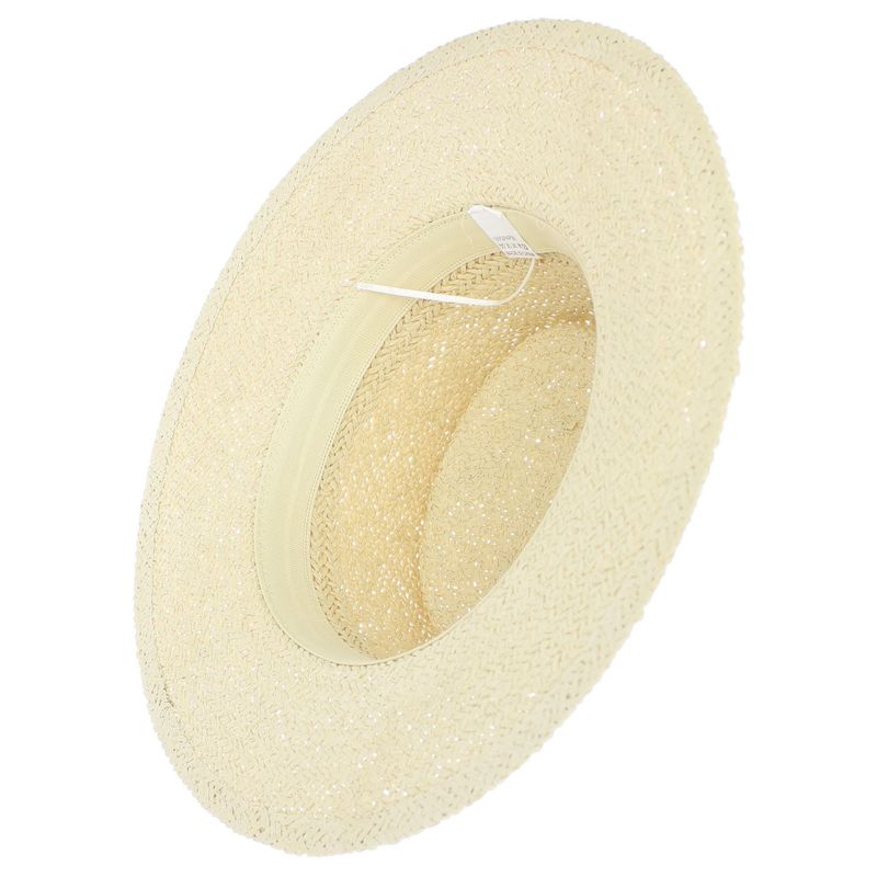 Fashion, accesorii si bijuterii - Femei - Accesorii femei - Caciuli si palarii femei - Palarie de soare, dama, Buticcochet, din paie de hartie, one size, cu banda textila decorativa, Bej - PAL1259 - Infinity.ro