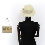 Fashion, accesorii si bijuterii - Femei - Accesorii femei - Caciuli si palarii femei - Palarie de soare, dama, Buticcochet, din paie de hartie, one size, bor mic, cu fundita textila, Crem - PAL1267 - Infinity.ro